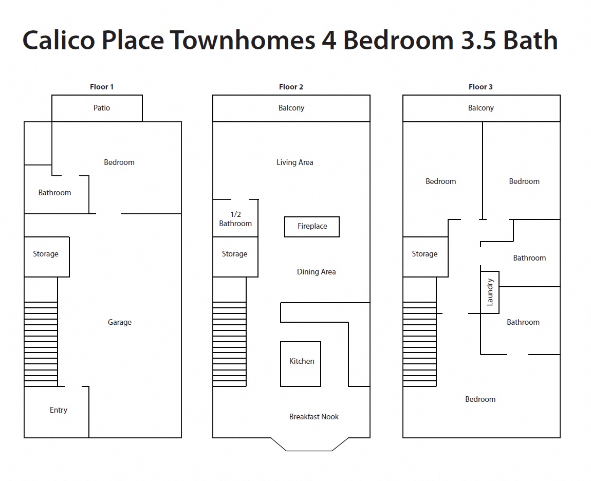 Floor plan for 4 beds, 3.5 baths, 2450 sqft